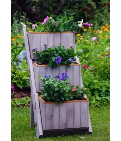 dobar® Blumentreppen|Blumenbänke - dobar Holz-Pflanztreppe klappbar, ca. B41/H85/T55 cm Dunkelgrau