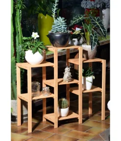 dobar® dobar Kiefernholz-Blumenregal 7-flächig, natur, ca. B97/87/T31 cm Hellbraun