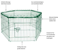 dobar® petlife Freilaufgehege mit Netz, ca. B112/H56/T98 cm Grün