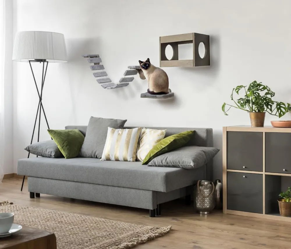 dobar® petlife Mehr Schlaf- & Kratzmöbel > Katzenmöbelset, inkl. Leiter, Höhle und Liegefläche, 3-teilig