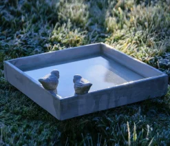 dobar® wildlife Vogeltränken|Gartenzwerge & Gartenfiguren - Vogeltränke Carré, Keramik, , ca. B29/H5/T29 cm Grau