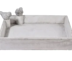 dobar® wildlife Vogeltränken|Gartenzwerge & Gartenfiguren - Vogeltränke Carré, Keramik, , ca. B29/H5/T29 cm Grau