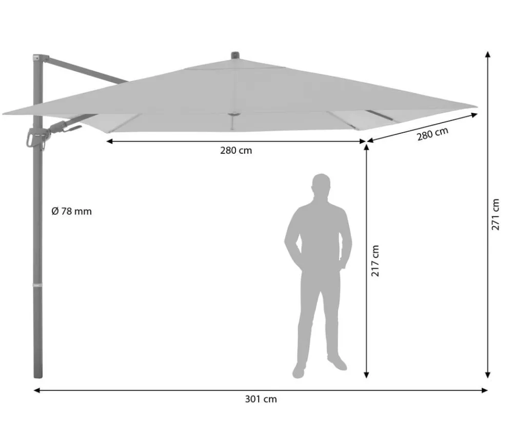 Doppler Sonnenschirme > Ampelschirm myZone AX, quadratisch, ca. B280/T280 cm
