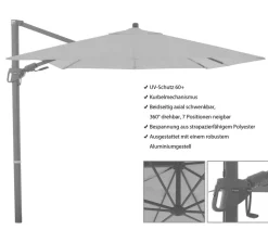 Doppler Ampelschirm myZone AX, quadratisch, ca. B210/T210 cm Natur Online