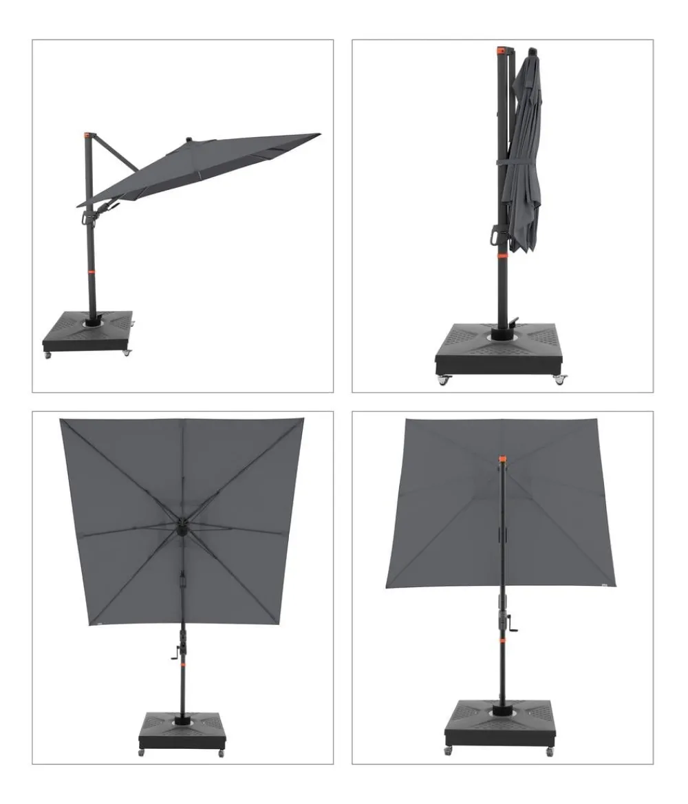 Doppler Ampelschirm myZone AX, quadratisch, ca. B210/T210 cm Anthrazit Clearance