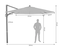 Doppler Ampelschirm myZone AX, quadratisch, ca. B210/T210 cm Anthrazit Clearance