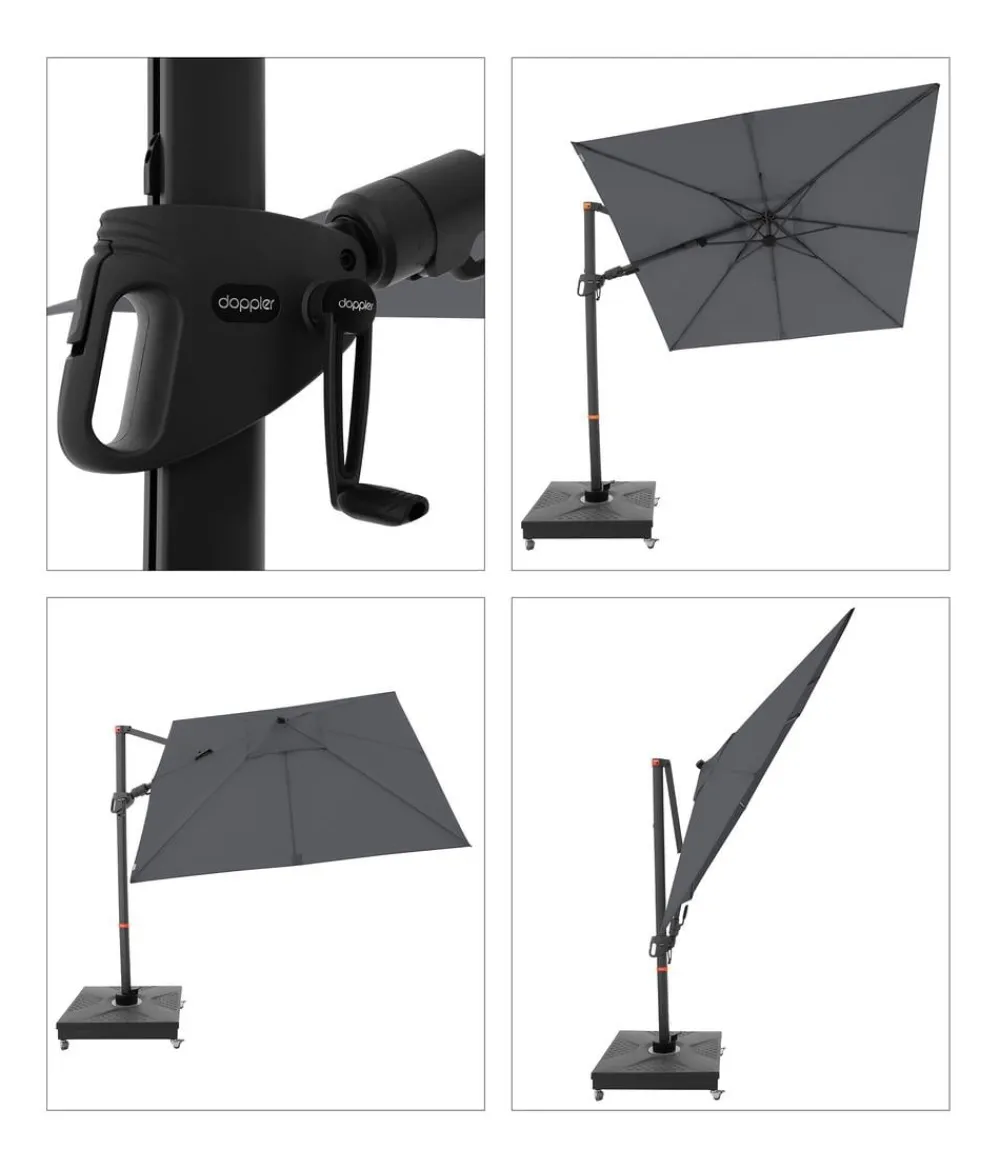 Doppler Ampelschirm myZone AX, quadratisch, ca. B210/T210 cm Anthrazit Clearance
