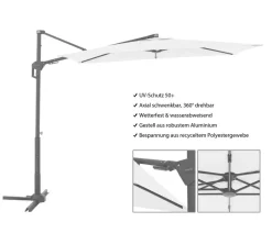 Doppler Sonnenschirme - Pendelschirm Active Green Edition City, rechteckig, ca. B245/H235/T135 cm Anthrazit