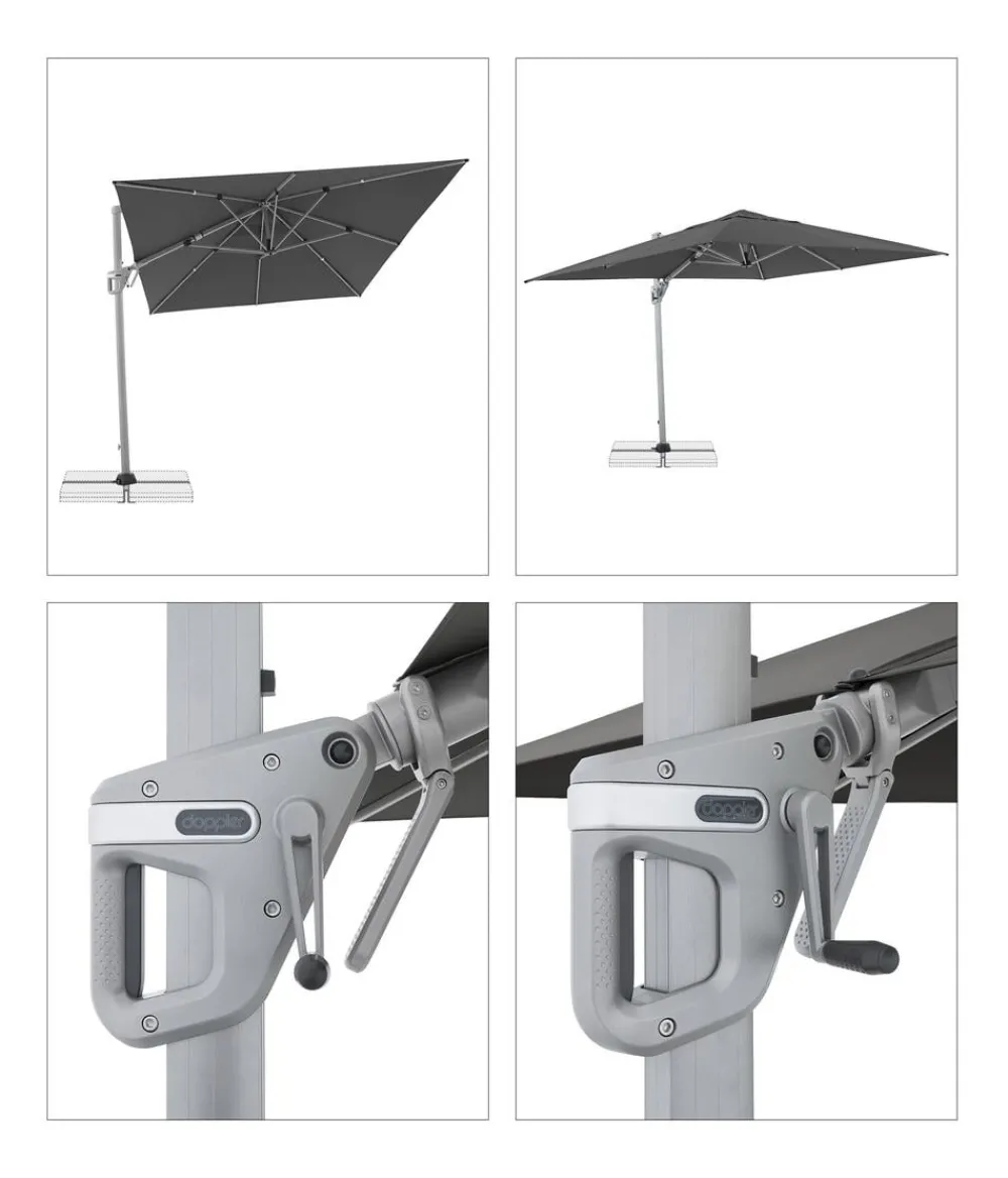 Doppler Pendelschirm Active NeoSide, rechteckig, ca. B350/T260 cm Anthrazit New