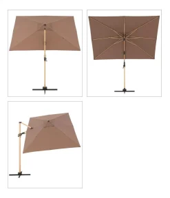 Doppler Pendelschirm Aluwood, rechteckig, ca. B300/T220 cm Taupe
