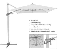 Doppler Sonnenschirme - Pendelschirm Aluwood, rechteckig, ca. B300/T220 cm Natur