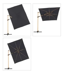 Doppler Sonnenschirme - Pendelschirm Aluwood, rechteckig, ca. B300/T220 cm Dunkelgrau