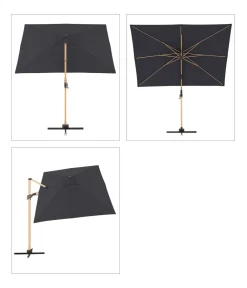 Doppler Sonnenschirme - Pendelschirm Aluwood, rechteckig, ca. B300/T220 cm Dunkelgrau