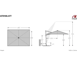 Doppler Pendelschirm Aluwood XL, rechteckig, ca. B400/T300 cm Natur Sale