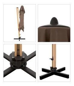 Doppler Pendelschirm Aluwood XL, rechteckig, ca. B400/T300 cm Taupe Online
