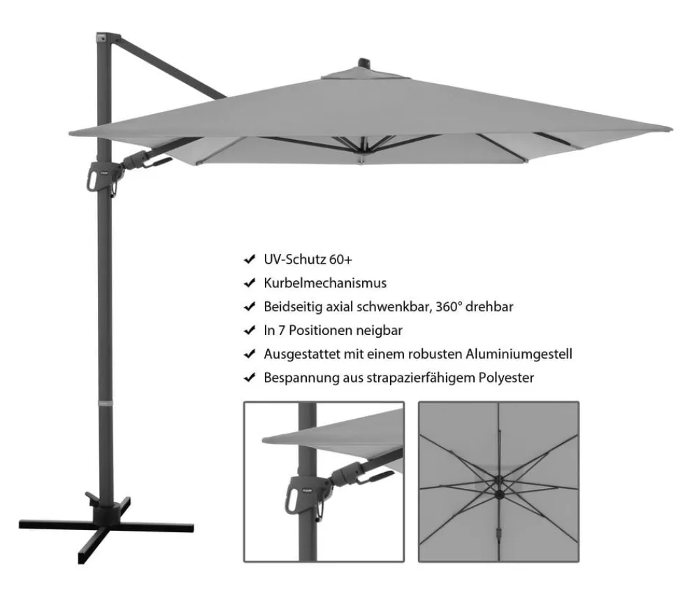 Doppler Sonnenschirme - Pendelschirm myZone AX, rechteckig, ca. B320/T240 cm Dunkelgrau