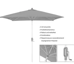 Doppler Sonnenschirm ACT Auto-Tilt, quadratisch, ca. B240/T240 cm Rot Clearance