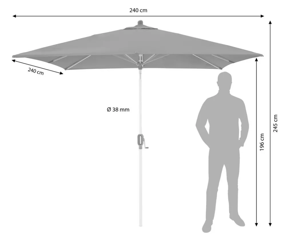 Doppler Sonnenschirme - Sonnenschirm ACT Auto-Tilt, quadratisch, ca. B240/T240 cm Anthrazit