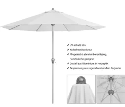 Doppler Sonnenschirme - Sonnenschirm Aluwood Ultra, rund, ca. Ø350 cm Dunkelgrau