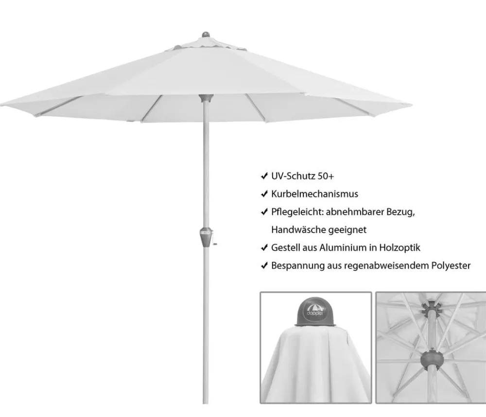Doppler Sonnenschirme - Sonnenschirm Aluwood Ultra, rund, ca. Ø350 cm Dunkelgrau
