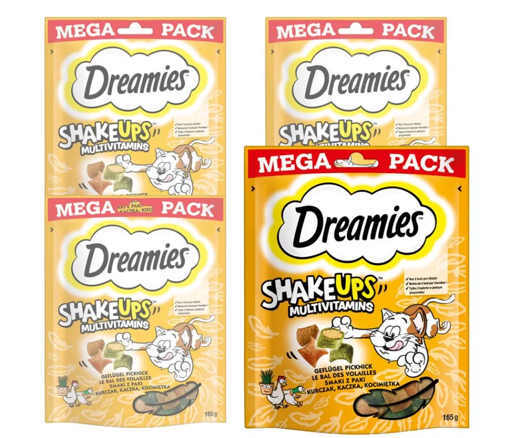 Dreamies™ Katzenleckerlies & Getränke - SHAKE UPS™ Multivitamins Katzensnack Geflügel, 4 x 165 g