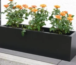 eastwest Pflanzkübel & Blumenkästen|Blumentöpfe & Übertöpfe - Fiberglas-Balkonkasten Linea inkl. Halterung Schwarz