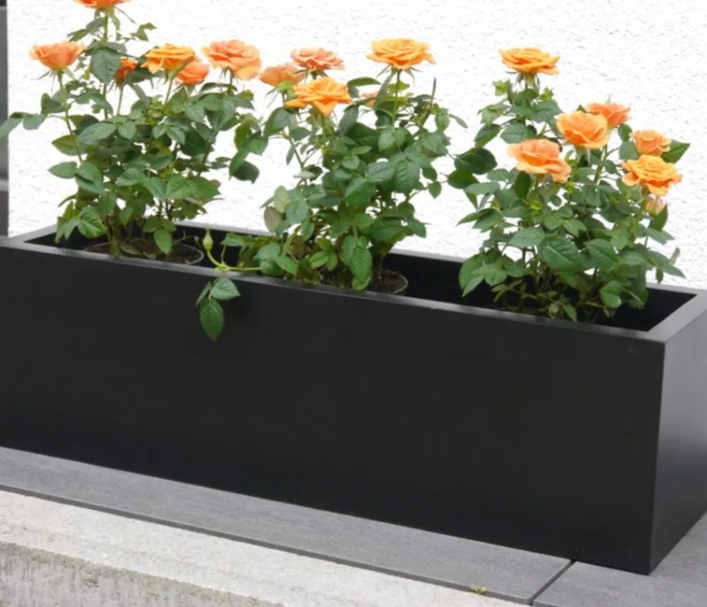 eastwest Fiberglas-Blumenkasten Supremo, rechteckig Schwarz Best