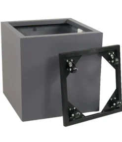 eastwest Pflanzkübel & Blumenkästen|Blumentöpfe & Übertöpfe - Fiberglas-Pflanzkübel mit Pflanzenroller, quadratisch, Anthrazit
