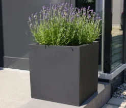 eastwest Pflanzkübel & Blumenkästen|Blumentöpfe & Übertöpfe - Fiberglas-Pflanzkübel, quadratisch Schwarz