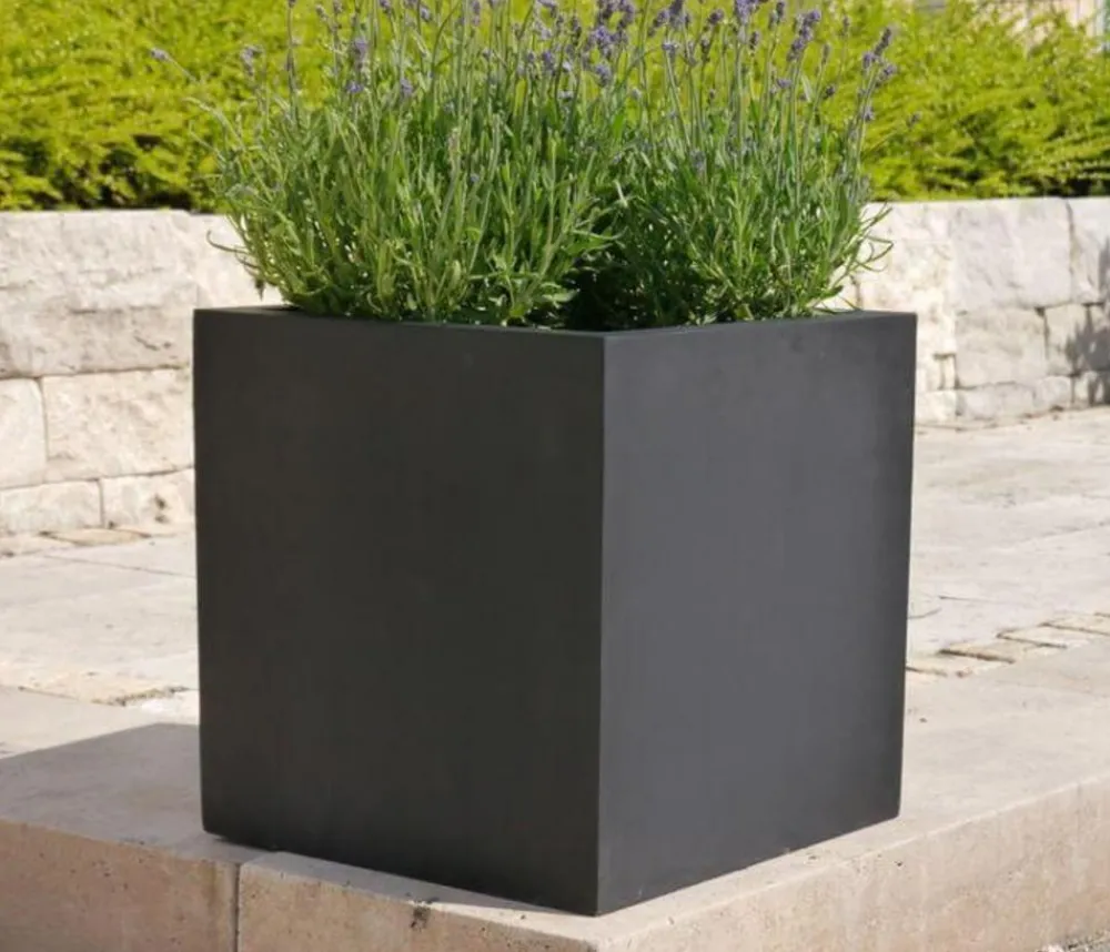 eastwest Pflanzkübel & Blumenkästen|Blumentöpfe & Übertöpfe - Fiberglas-Pflanzkübel, quadratisch Schwarz