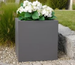 eastwest Fiberglas-Pflanzkübel Supremo, quadratisch Anthrazit New