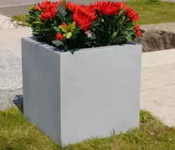 eastwest Fiberglas-Pflanzkübel Supremo, quadratisch Grau