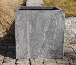 eastwest Pflanzkübel & Blumenkästen|Blumentöpfe & Übertöpfe - Fiberglas-Pflanzkübel Rocks, quadratisch, Grau
