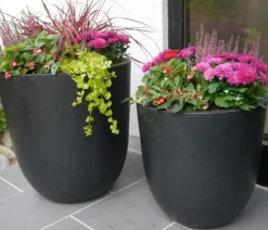 eastwest Pflanzkübel & Blumenkästen|Blumentöpfe & Übertöpfe - Fiberglas-Pflanztopf Nero, rund, Schwarz