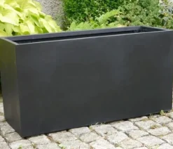 eastwest Fiberglas-Pflanztrog, rechteckig, Schwarz Clearance