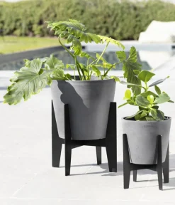 Ecopots Mehr Blumentopfzubehör - Edelstahl-Standfuß, Schwarz