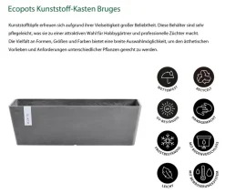Ecopots Pflanzkübel & Blumenkästen > Kunststoff-Kasten Bruges mit Wassersystem, rechteckig