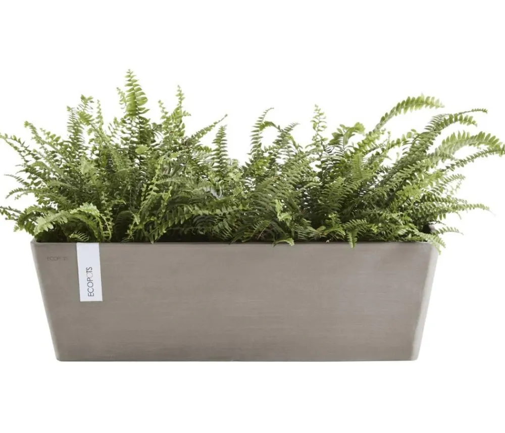 Ecopots Pflanzkübel & Blumenkästen - Kunststoff-Kasten Bruges mit Wassersystem, rechteckig Taupe