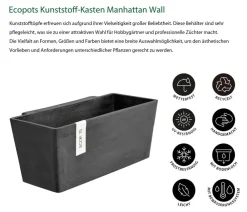 Ecopots Kunststoff-Kasten Manhattan Wall mit Wassersystem, rechteckig Dunkelgrau Sale