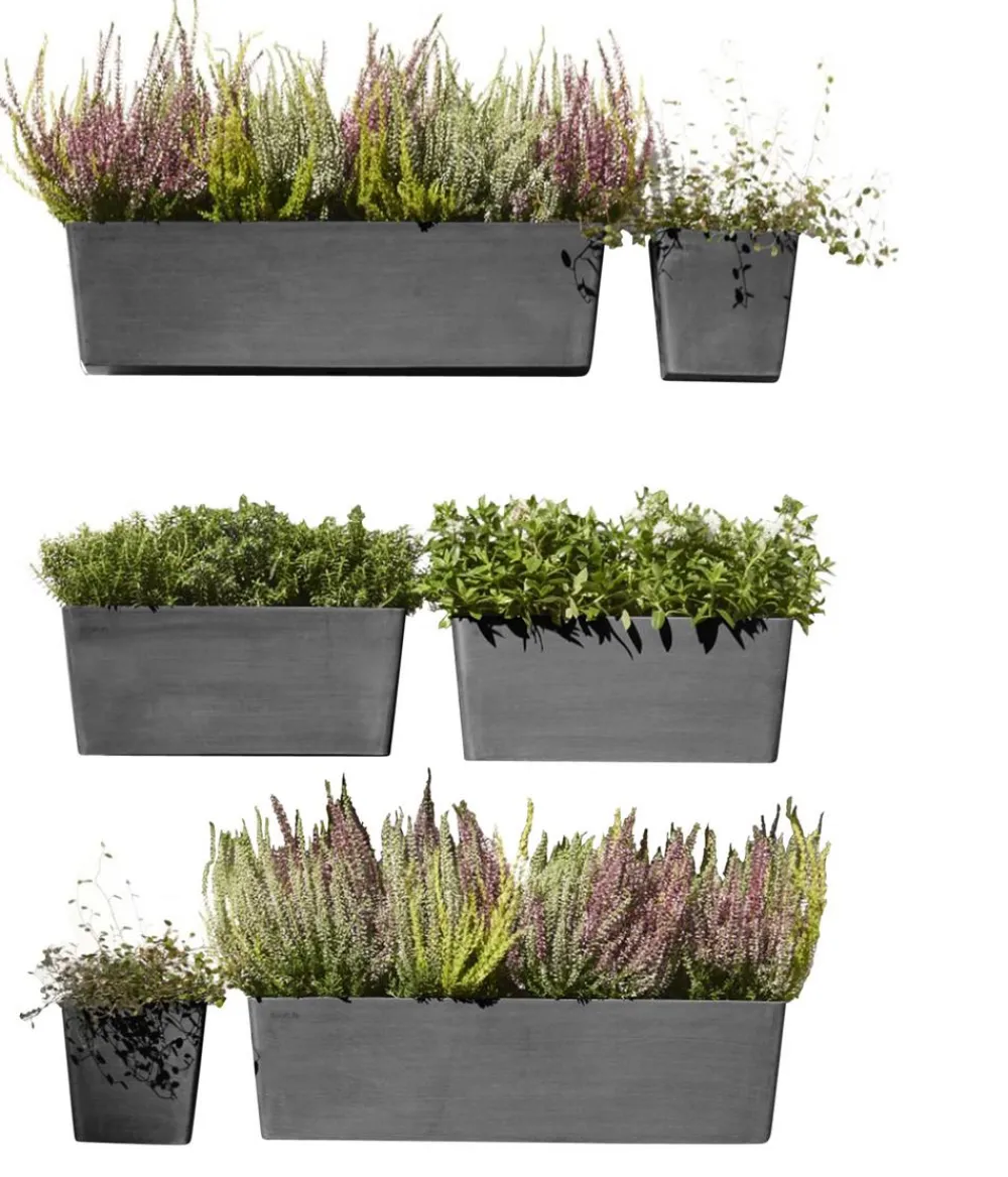 Ecopots Kunststoff-Kasten Manhattan Wall mit Wassersystem, rechteckig Dunkelgrau Sale