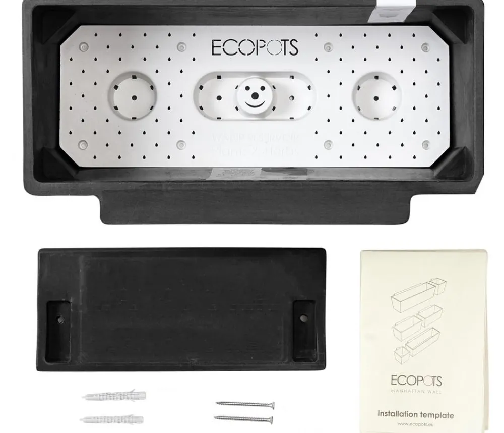 Ecopots Kunststoff-Kasten Manhattan Wall mit Wassersystem, rechteckig Dunkelgrau Sale