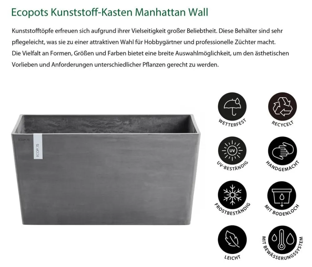 Ecopots Pflanzkübel & Blumenkästen > Kunststoff-Kasten Paris, rechteckig