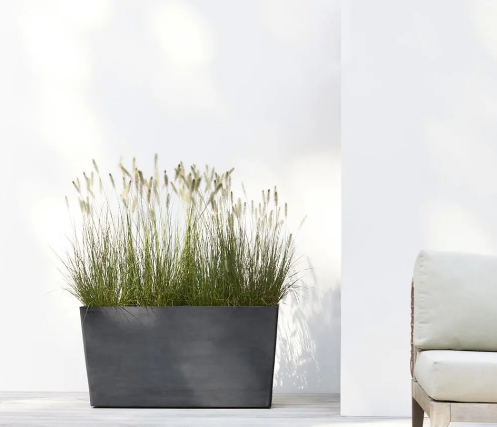 Ecopots Kunststoff-Kasten Paris mit Rollen, rechteckig Dunkelgrau Clearance
