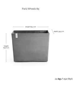 Ecopots Kunststoff-Kasten Paris mit Rollen, rechteckig Grau