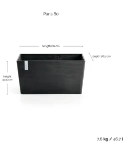 Ecopots Kunststoff-Kasten Paris, rechteckig Dunkelgrau Discount