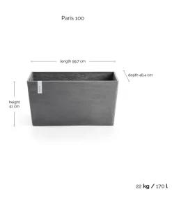 Ecopots Kunststoff-Kasten Paris, rechteckig Grau Best