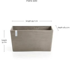 Ecopots Pflanzkübel & Blumenkästen - Kunststoff-Kasten Paris, rechteckig Taupe