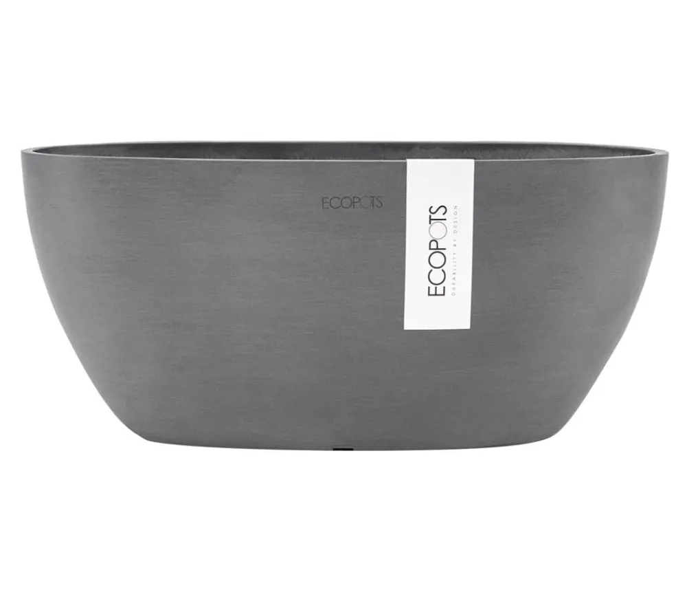 Ecopots Kunststoff-Schale Sofia mit Wassersystem, oval Grau Sale