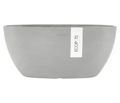 Ecopots Blumenampeln & -Schalen|Blumentöpfe & Übertöpfe - Kunststoff-Schale Sofia mit Wassersystem, oval Hellgrau