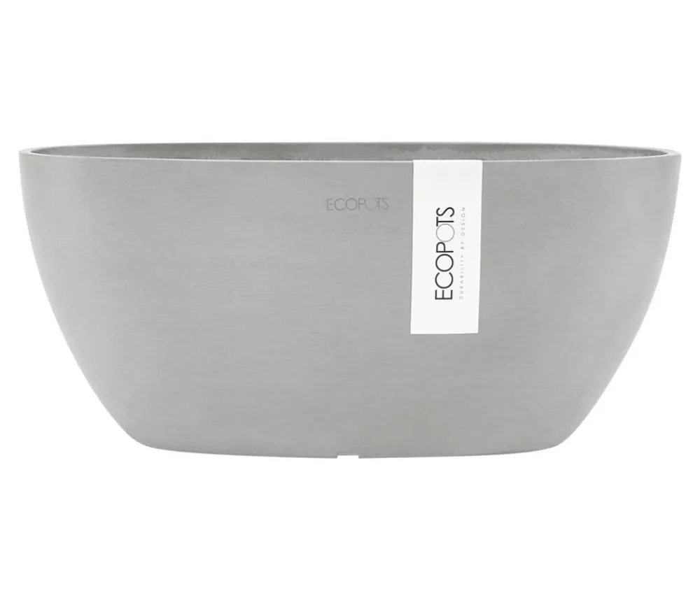Ecopots Blumenampeln & -Schalen|Blumentöpfe & Übertöpfe - Kunststoff-Schale Sofia mit Wassersystem, oval Hellgrau